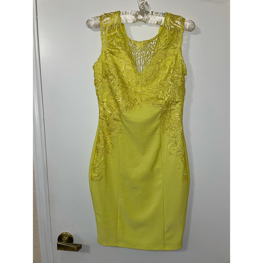 Neon yellow dress with lace